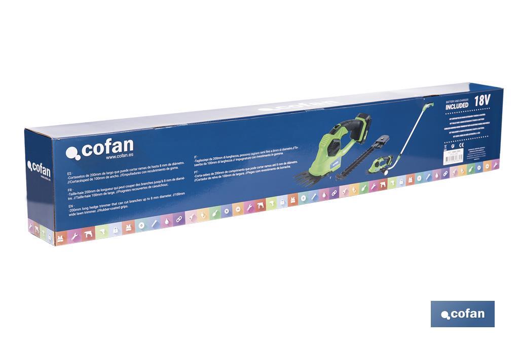 Kit Cortasetos de Mano | Extensible con Ruedas a Batería | Li-Iion 18V | 1200 RPM - Cofan