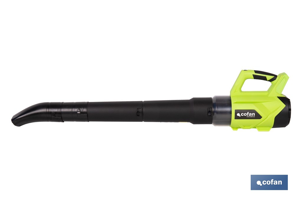 Sopladora a batería 20 V con 2 velocidades y motor de 22.500 rpm | Ligera, ergonómica y potente | Disponible con y sin batería y cargador - Cofan