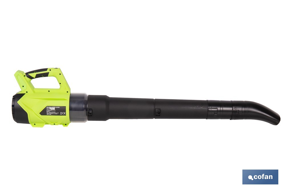 Sopladora a batería 20 V con 2 velocidades y motor de 22.500 rpm | Ligera, ergonómica y potente | Disponible con y sin batería y cargador - Cofan