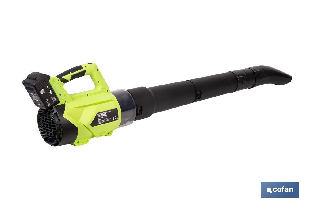 Sopladora a batería 20 V con 2 velocidades y motor de 22.500 rpm | Ligera, ergonómica y potente | Disponible con y sin batería y cargador - Cofan