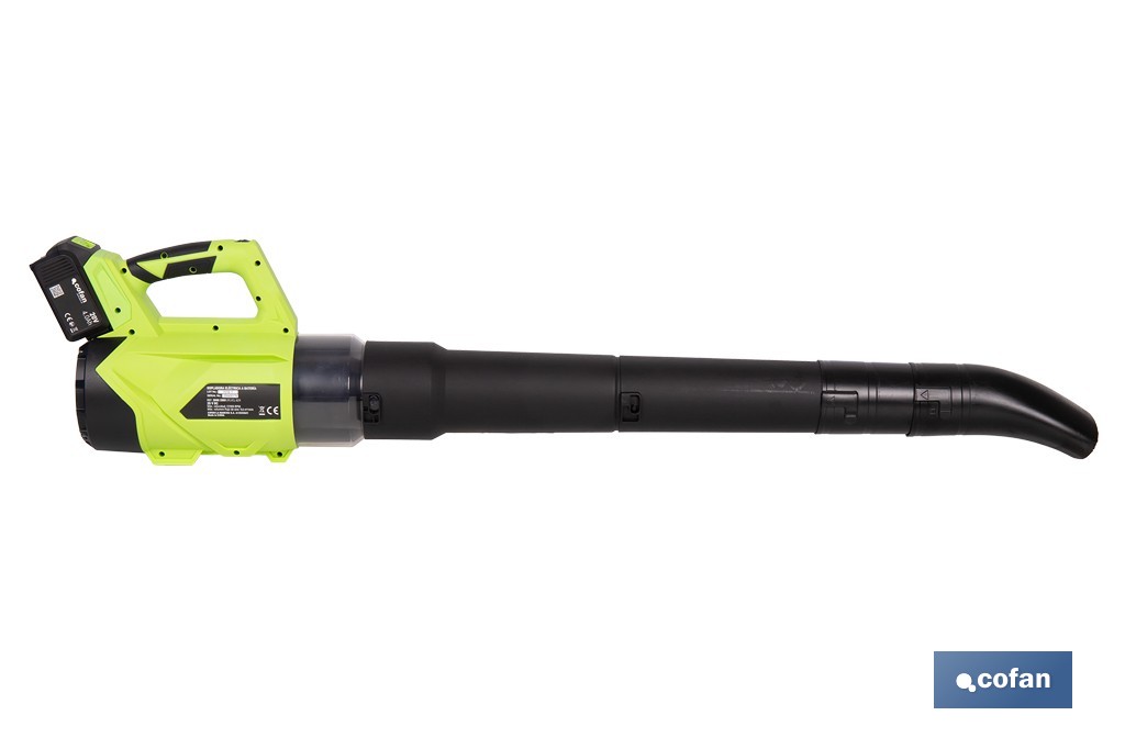 Sopladora a batería 20 V con 2 velocidades y motor de 22.500 rpm | Ligera, ergonómica y potente | Disponible con y sin batería y cargador - Cofan