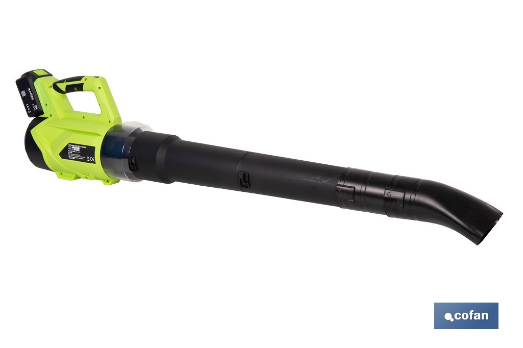 Sopladora a batería 20 V con 2 velocidades y motor de 22.500 rpm | Ligera, ergonómica y potente | Disponible con y sin batería y cargador - Cofan