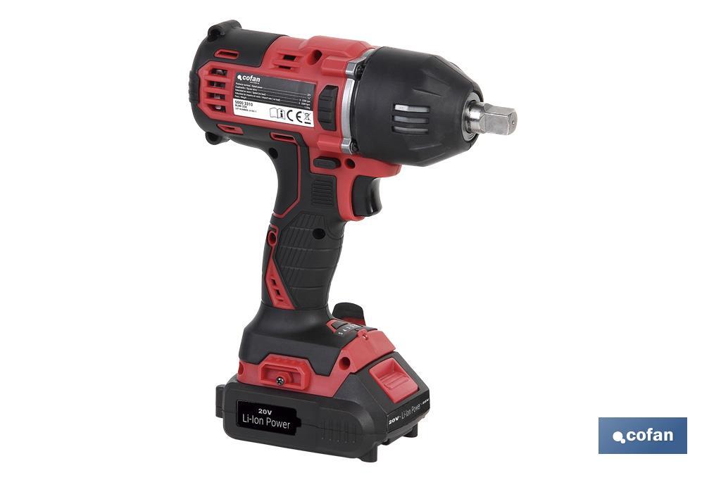 Pistola de impacto 1/2" a Batería | Batería de 20V + Cargador incluidos - Cofan