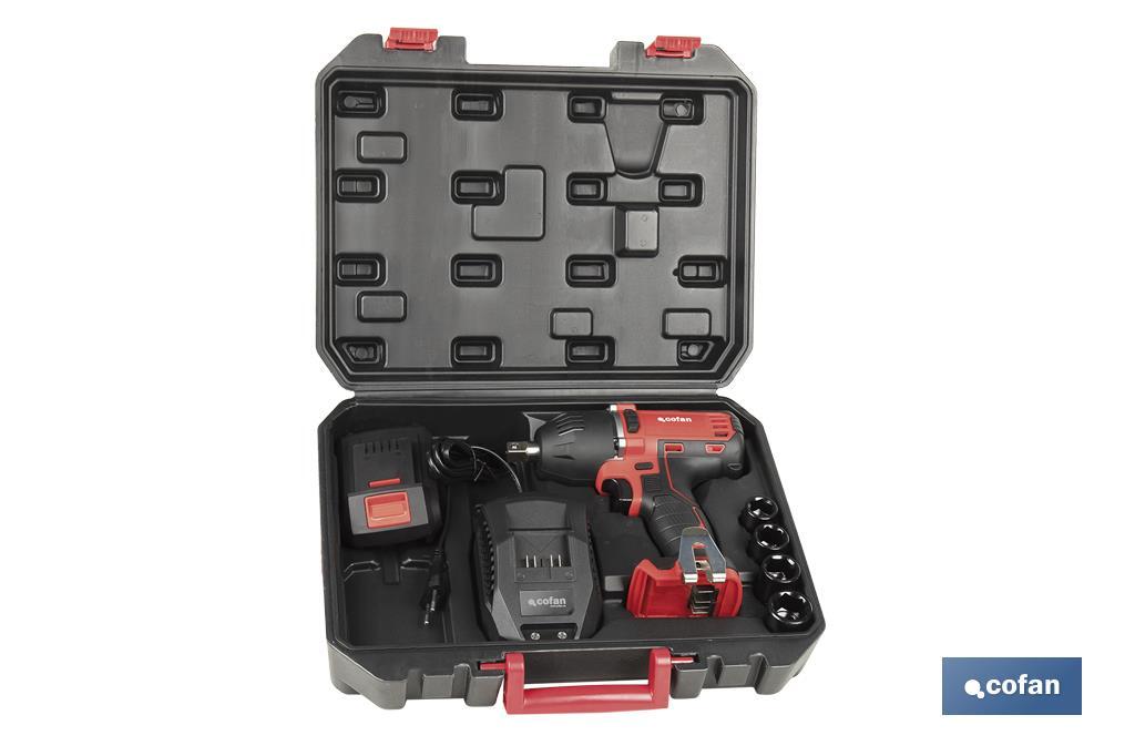 Pistola de impacto 1/2" a Batería | Batería de 20V + Cargador incluidos - Cofan