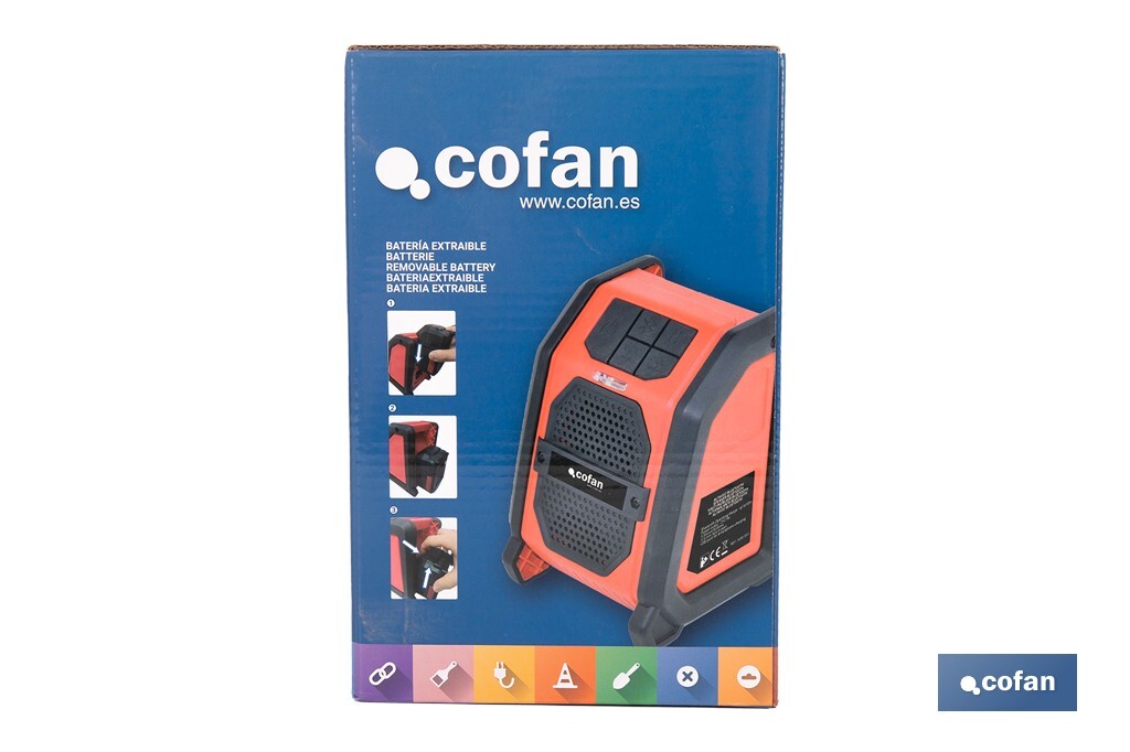 Altavoz Bluetooth a Batería | 2x2,5W | 18 V | Con Puerto USB - Cofan