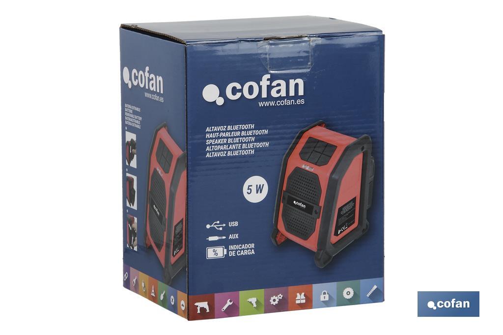 Cassa Bluetooth a batteria | 2 x 2,5W | 18V | Con entrata USB - Cofan