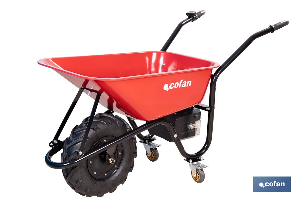 Carretilla de obra eléctrica a batería 20 V | Carga máxima de 260 kg | Motor de 500 W, batería Li-Ion 20 V 6.0 Ah - Cofan