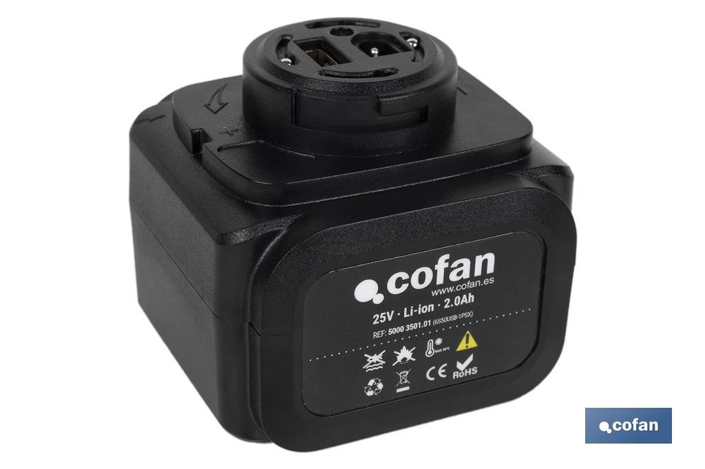 Batterie rechargeable pour sécateur | Puissance : 25 V 2.0 Ah - Cofan