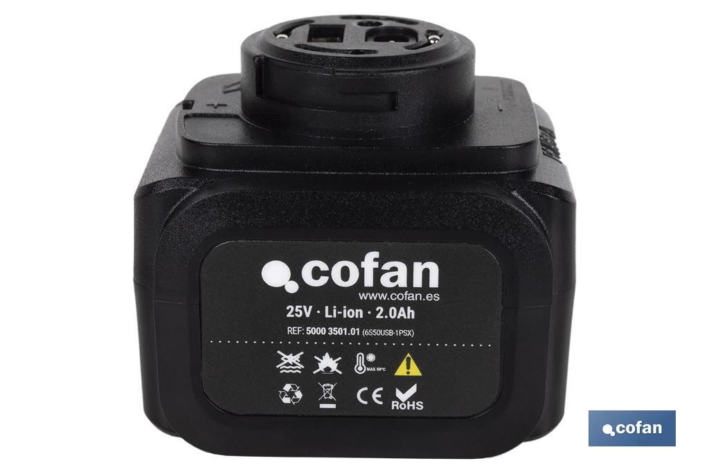 Batería Recargable para Tijeras de Podar | Potencia: 25 V 2.0 Ah - Cofan