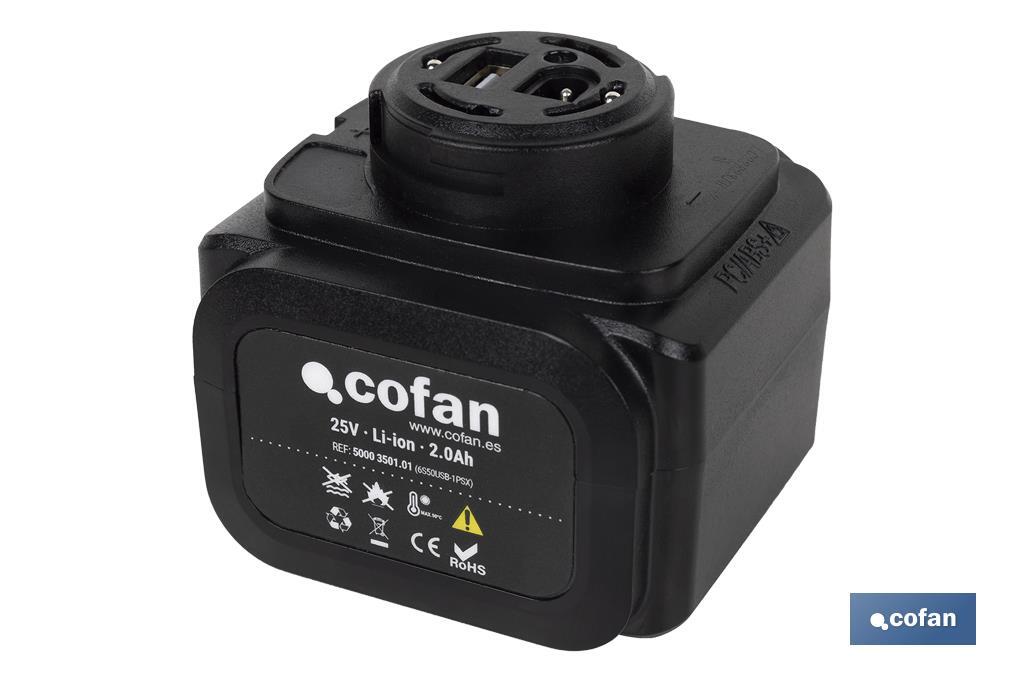 Batería Recargable para Tijeras de Podar | Potencia: 25 V 2.0 Ah - Cofan