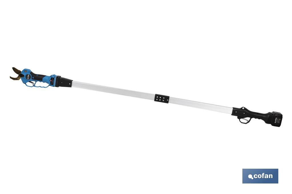 Kit of cordless pruning shears with extensible pole | Pole available in two different sizes: 130cm or 190cm - Cofan