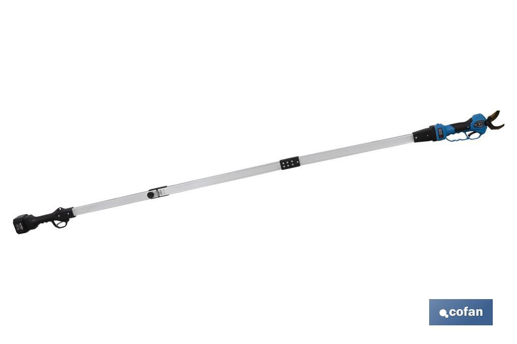 Kit of cordless pruning shears with extensible pole | Pole available in two different sizes: 130cm or 190cm - Cofan