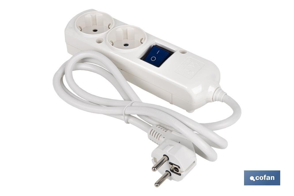 2-socket power strip | It includes illuminated on/off switch | Cable length: 1.5 metres - Cofan