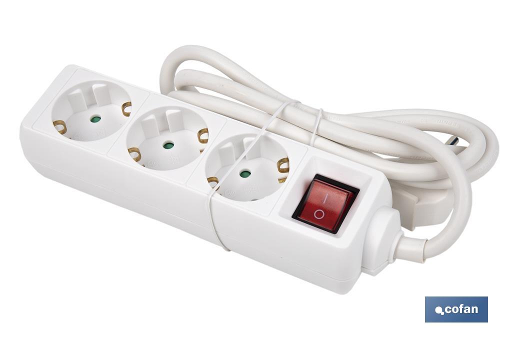 Base de enchufes multiples con interruptor blanca con cable 15 m - Madriferr