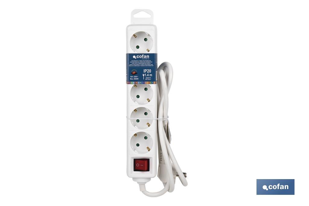 Power strip with 5 outlets | Cable of 1.4m in length | Power switch - Cofan