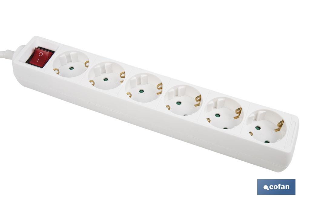 Power strip with 6 outlets | Cable of 1.4m in length | Power switch - Cofan