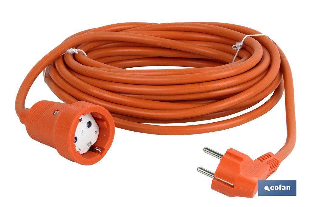 2-pole extension cord IP 44 | Side grounding connection | Orange cable of 10 and 25 metres - Cofan