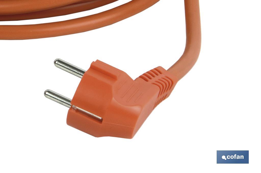 2-pole extension cord IP 44 | Side grounding connection | Orange cable of 10 and 25 metres - Cofan