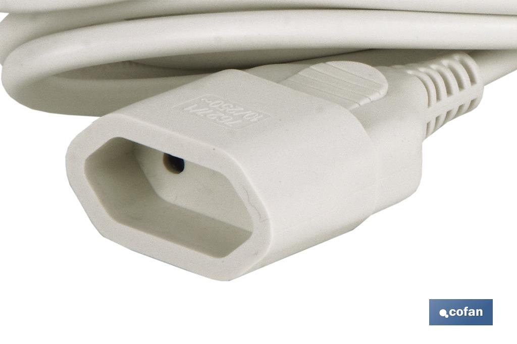 Prolongador de cable bipolar | Apto para enchufe de tipo espiga | Cable de 3 y 5 metros color blanco - Cofan