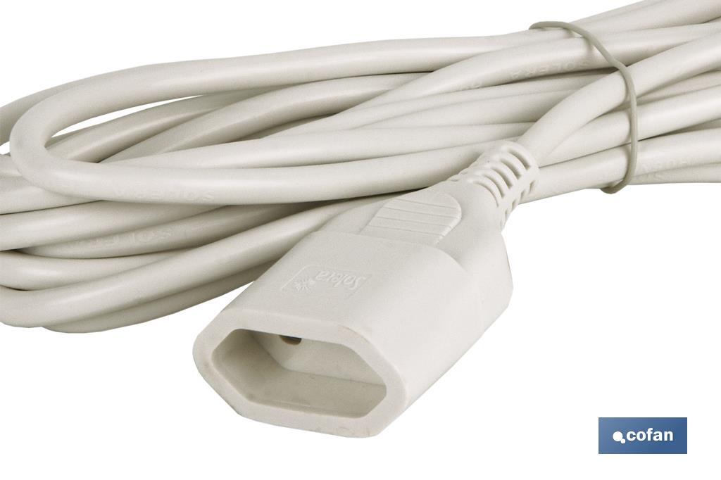 2-pole extension cord | Suitable for Europlug | White cable of 3 and 5 metres - Cofan