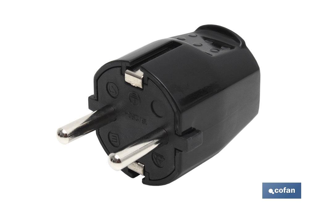 Two-Pole Schuko Plug | 16A - 250V | Black - Cofan