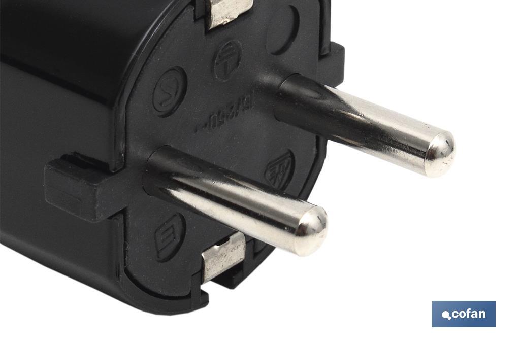 Two-Pole Schuko Plug | 16A - 250V | Black - Cofan