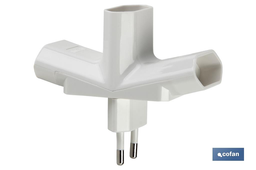 Three-Way Socket Adapter | Europlug Socket Type | 3 ways | 10A - 250V - Cofan