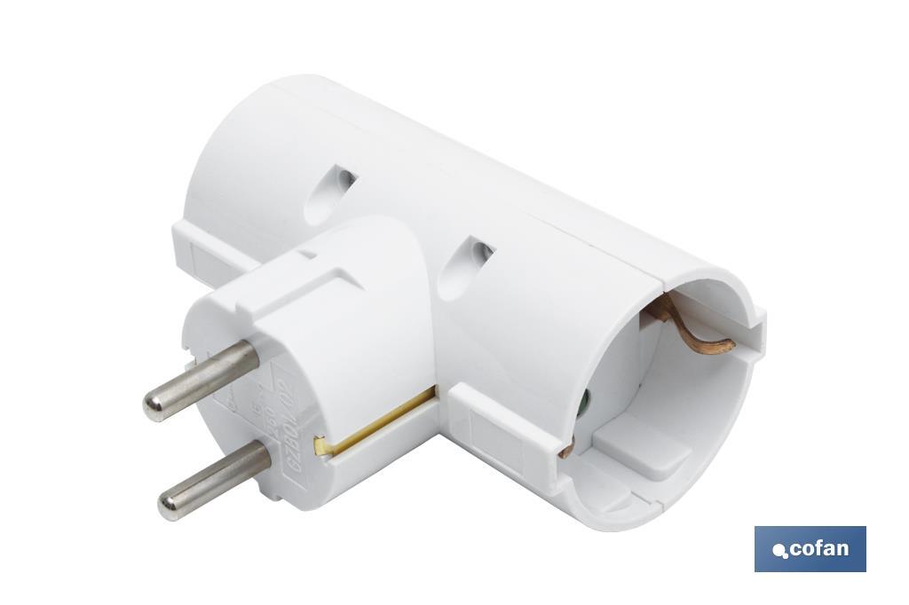 Adaptador, Ladron Triple tipo Schuko 16 A, 250V, Con Interruptor