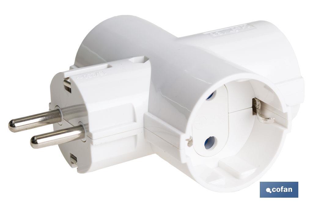 Adaptador triplo Schuko 2P+T | Cor Branco | 16 A - 250 V - Cofan