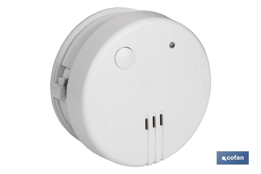 Smoke detector with sound alarm | Mini-size: Ø70mm | Batteries included - Cofan