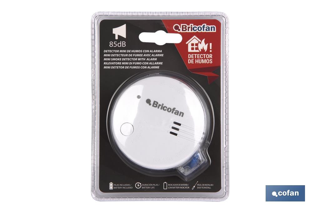 Smoke detector with sound alarm | Mini-size: Ø70mm | Batteries included - Cofan
