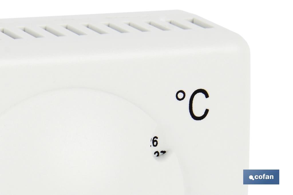 Termostato del riscaldamento analogico | Regolazione della temperatura manuale | Dimensioni: 100 x 80 x 40 mm - Cofan