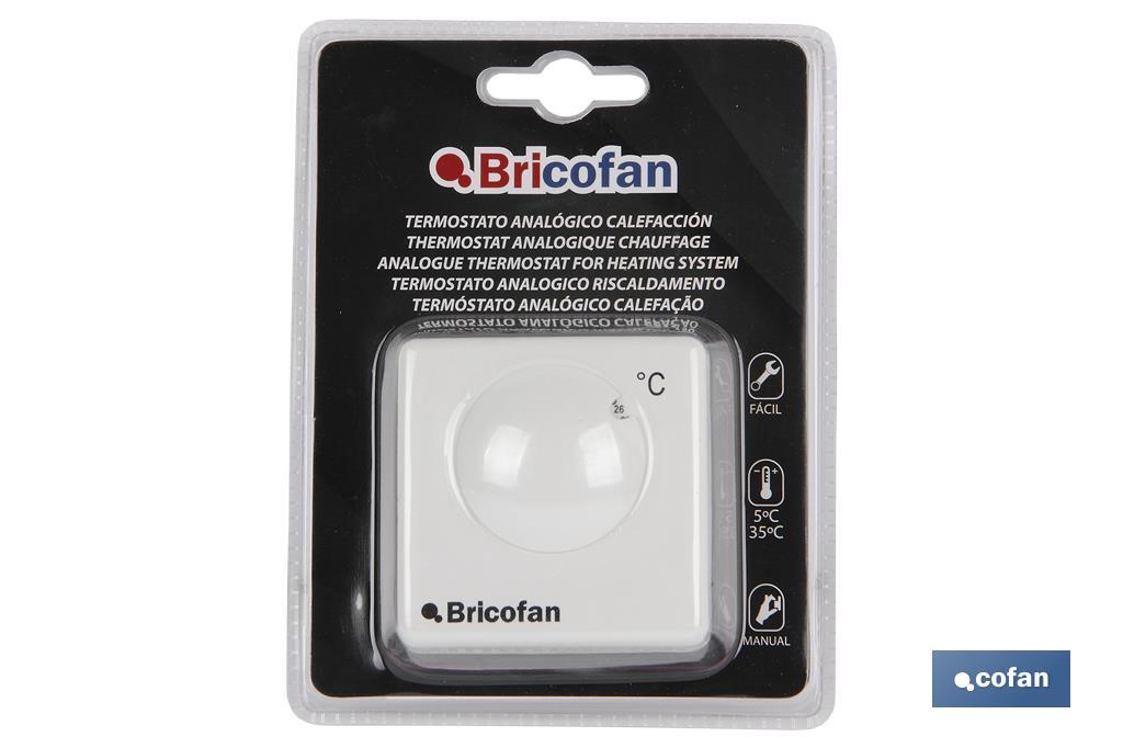Peligro Giotto Dibondon Indiferencia Termostato para calefacción analógico | Regulación de temperatura manual |  Medidas 100 x 80 x 40 mm | Cofan