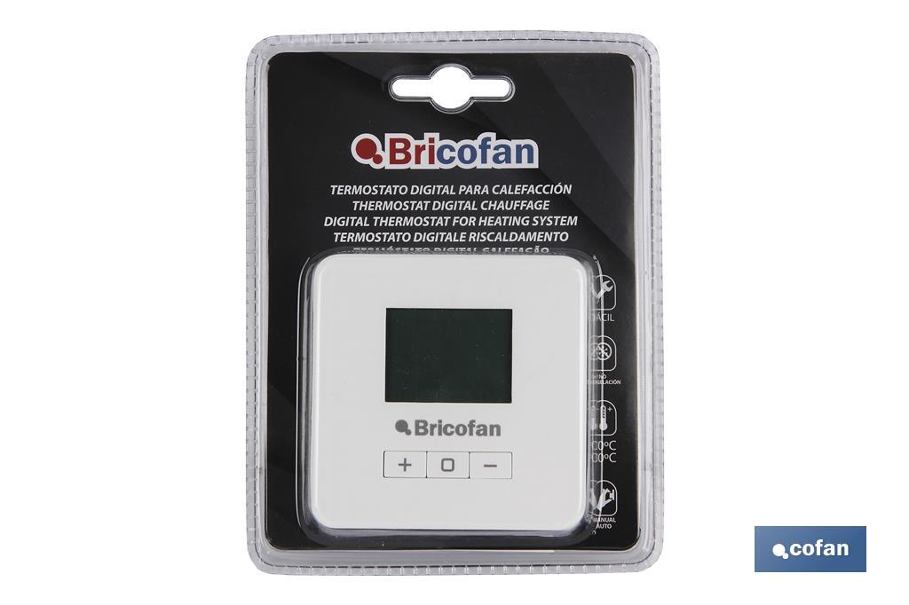 Digital thermostat | Heating | Digital temperature control | Size: 100 x 80 x 40mm - Cofan