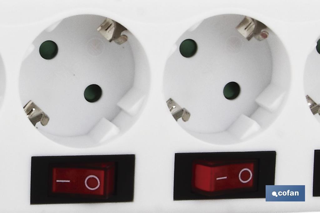 6-socket power strip | It includes illuminated on/off switch | Cable length: 1.5 metres - Cofan