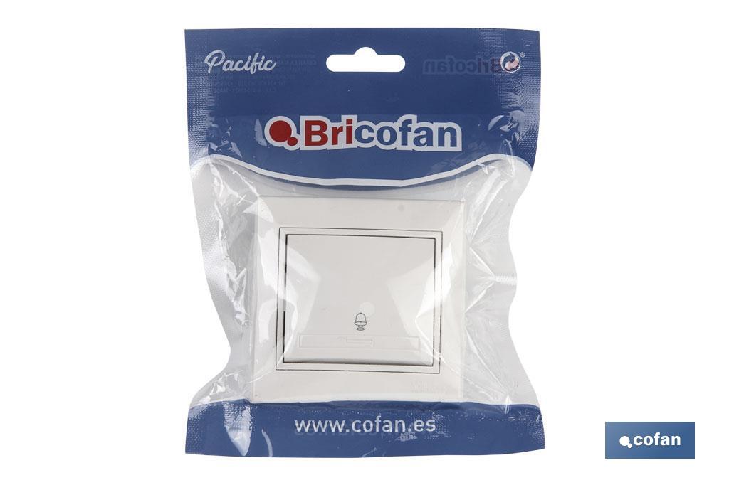 Mécanisme bouton poussoir encastrable | Modèle Pacific | 10 A - 250 V | Couleur Blanche - Cofan