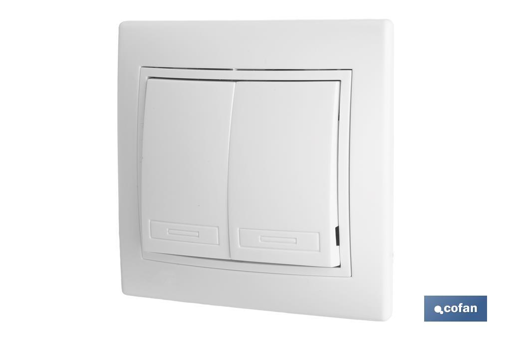 Flush mounted double light switch | Pacific Model | 10A - 250V | White - Cofan