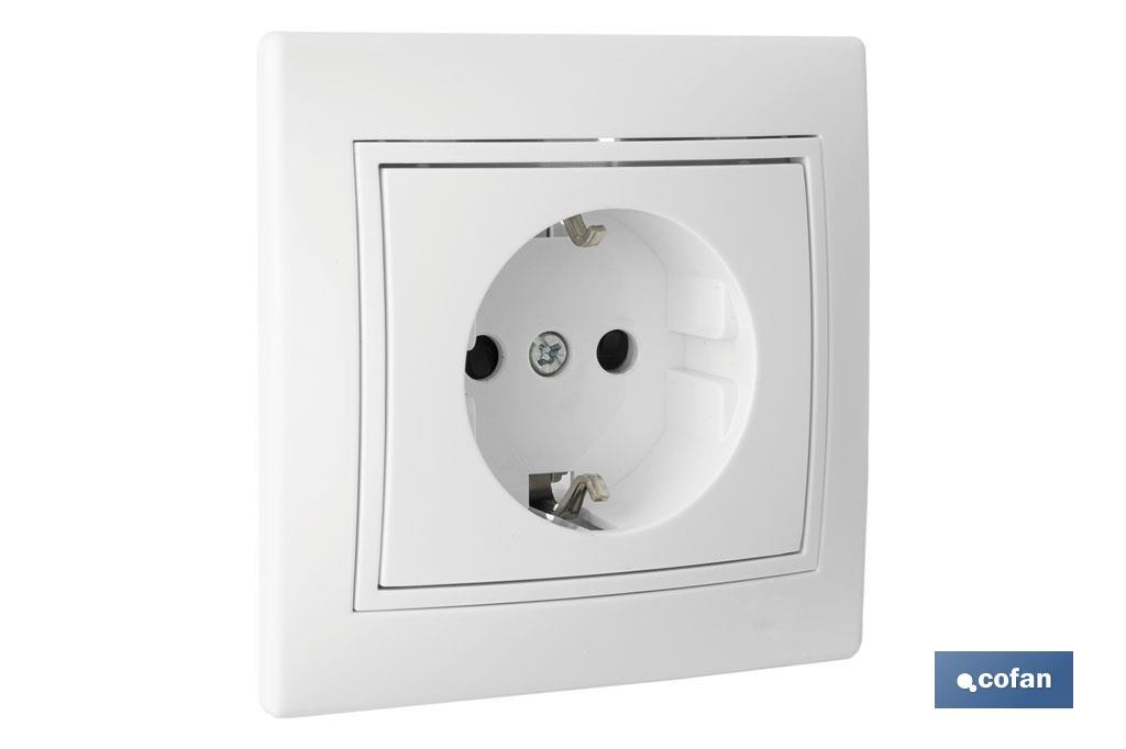 Flush mounted two-pole socket | Pacific Model | 16A - 250V | L-N | White - Cofan