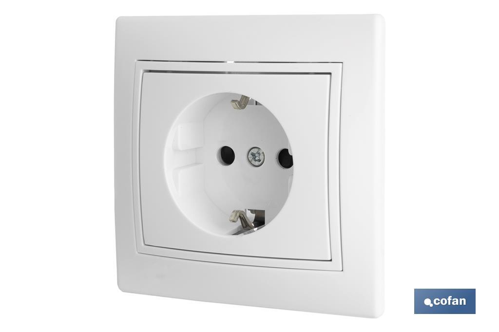 Base per presa elettrica bipolare da incasso | Modello Pacific | 16 A - 250 V | L-N | Colore: bianco - Cofan