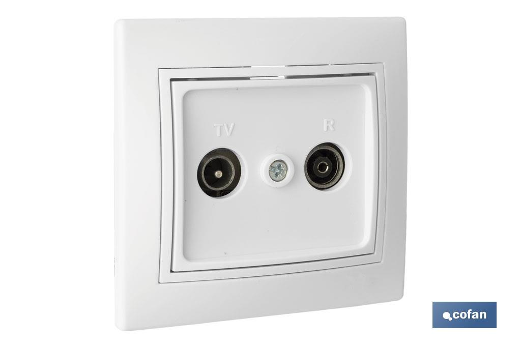 Flush mounted TV-Radio socket | Pacific Model | White - Cofan