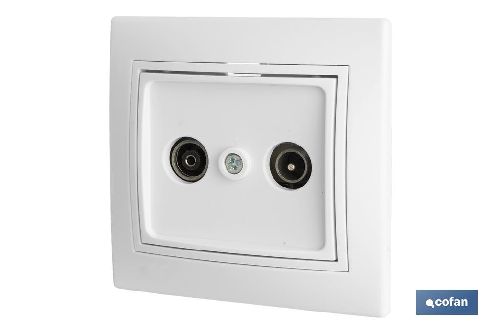 Flush mounted TV-Radio socket | Pacific Model | White - Cofan