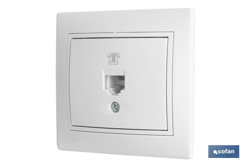 Base per presa elettrica per telefono RJ11 da incasso | Modello Pacific | Colore: bianco - Cofan