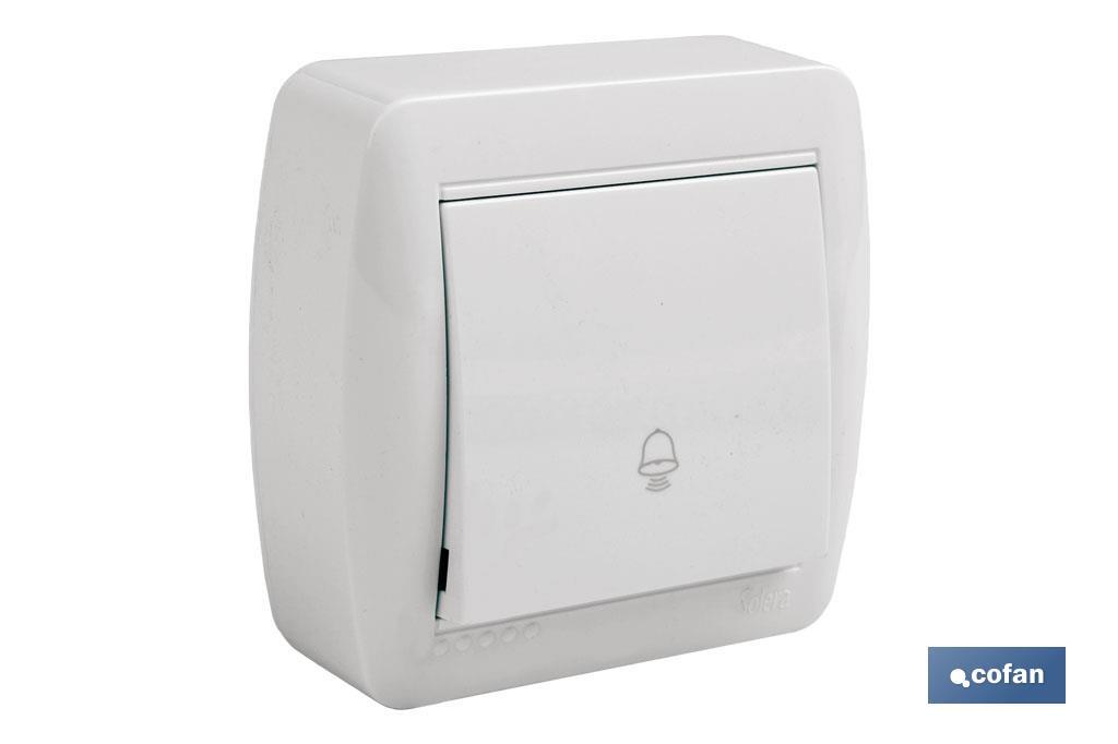 Pulsador de Campana de superficie | Modelo Atlantis | Color blanco | 10 A - 250 V - Cofan