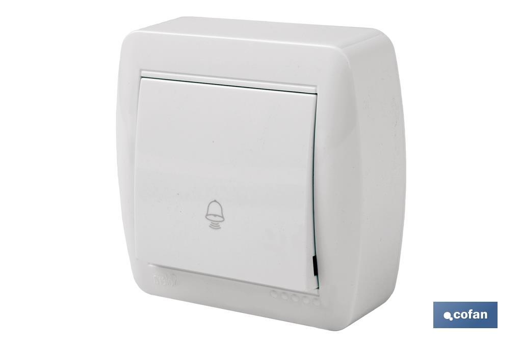 Pulsador de Campana de superficie | Modelo Atlantis | Color blanco | 10 A - 250 V - Cofan