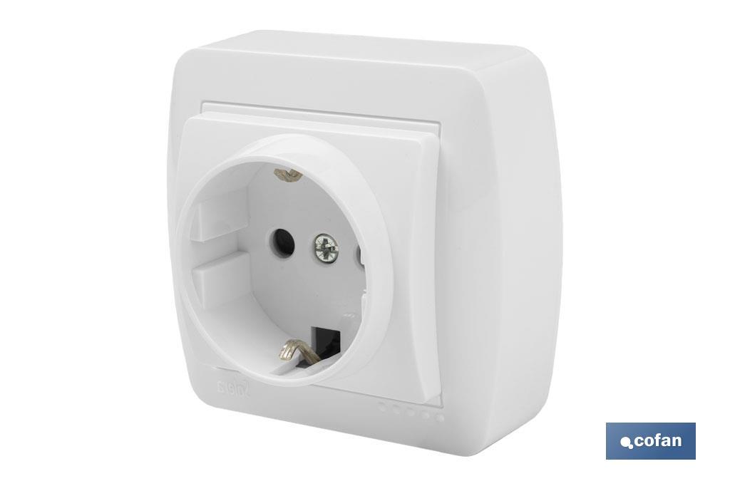 Surface mounted two-pole socket | Atlantis Model | White | 16A - 250V | L-N - Cofan