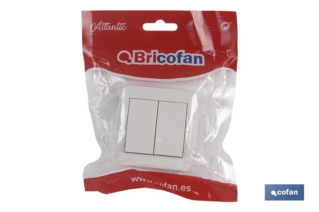 Doble Interruptor de superficie | Modelo Atlantis | Color blanco | 10 A - 250 V - Cofan