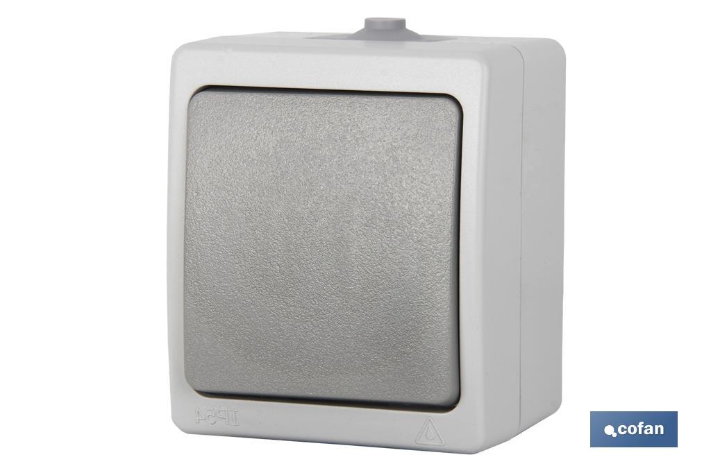 Interruptor - Conmutador Estanco IP44 | Para exteriores | 10A 250V | Color gris - Cofan