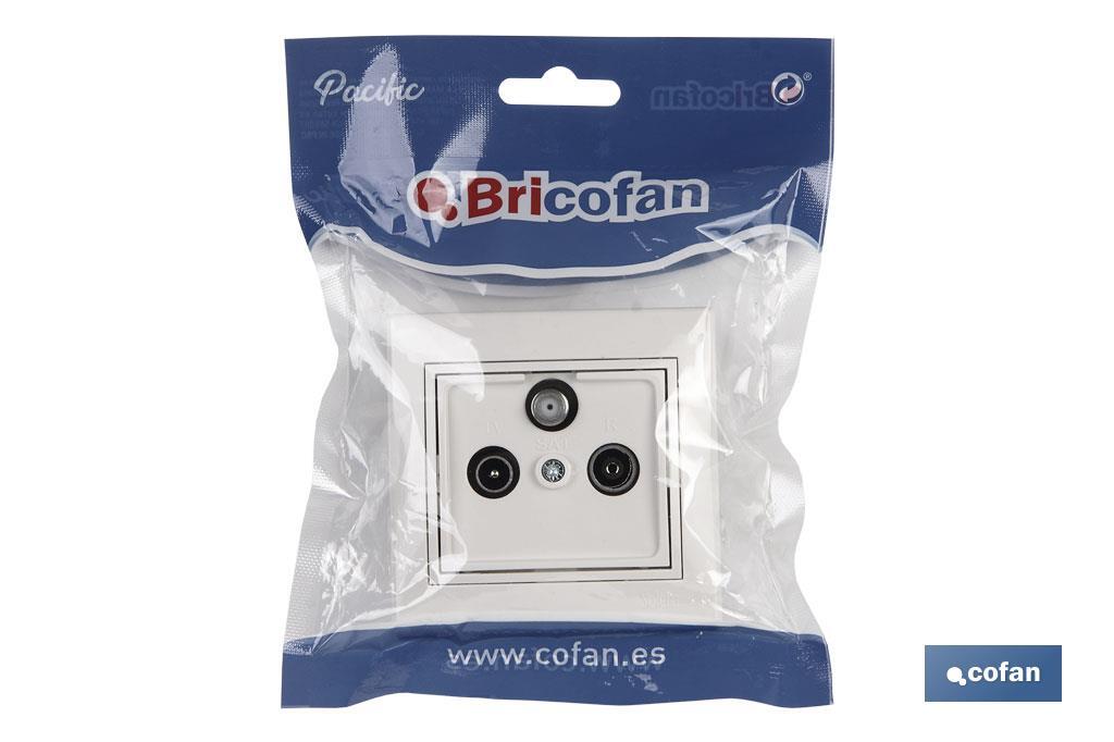 Flush-mounted final socket for TV - Satellite - Radio | Pacific Model | Size: 83 x 81mm - Cofan