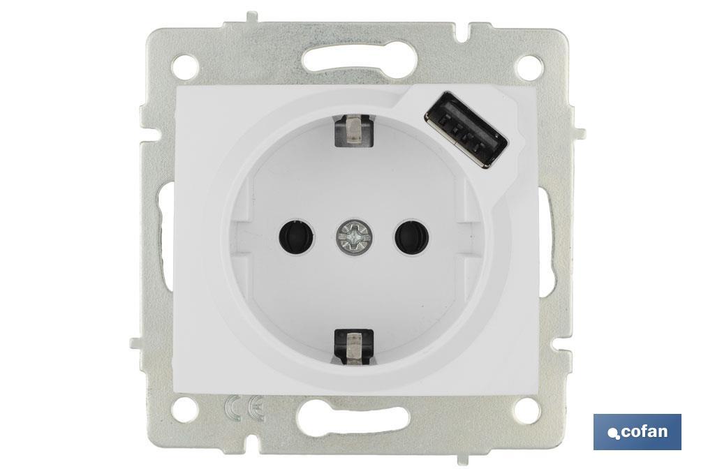 2-pin socket base | Pacific Model | 2 P + G with shutter | It includes 1 USB port - Cofan