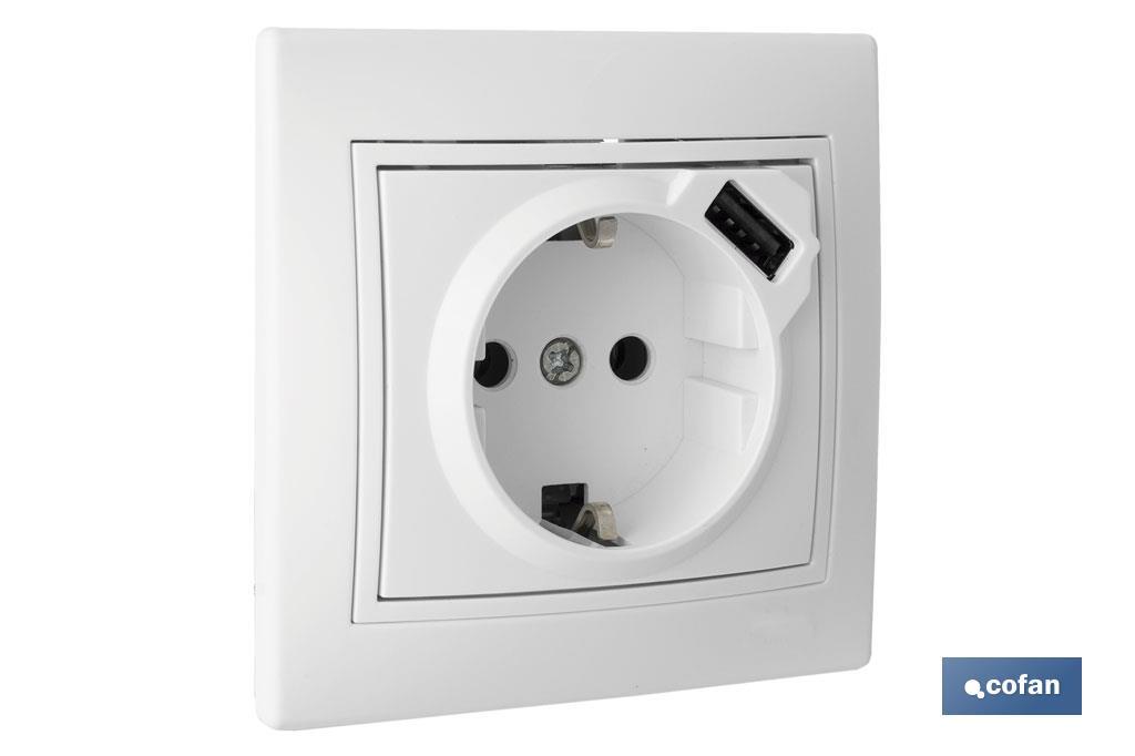 2-pin socket base | Pacific Model | Mono-block with shutter | It includes 1 USB port - Cofan